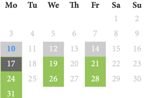 Screenshot of calendar.